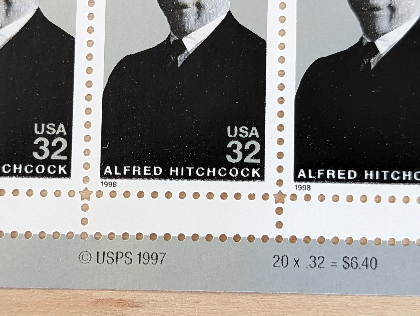 Alfred Hitchcock Unused US Stamp Sheet, 1997, Sheet of 20, 32 Cent Stamps, Legends of Hollywood