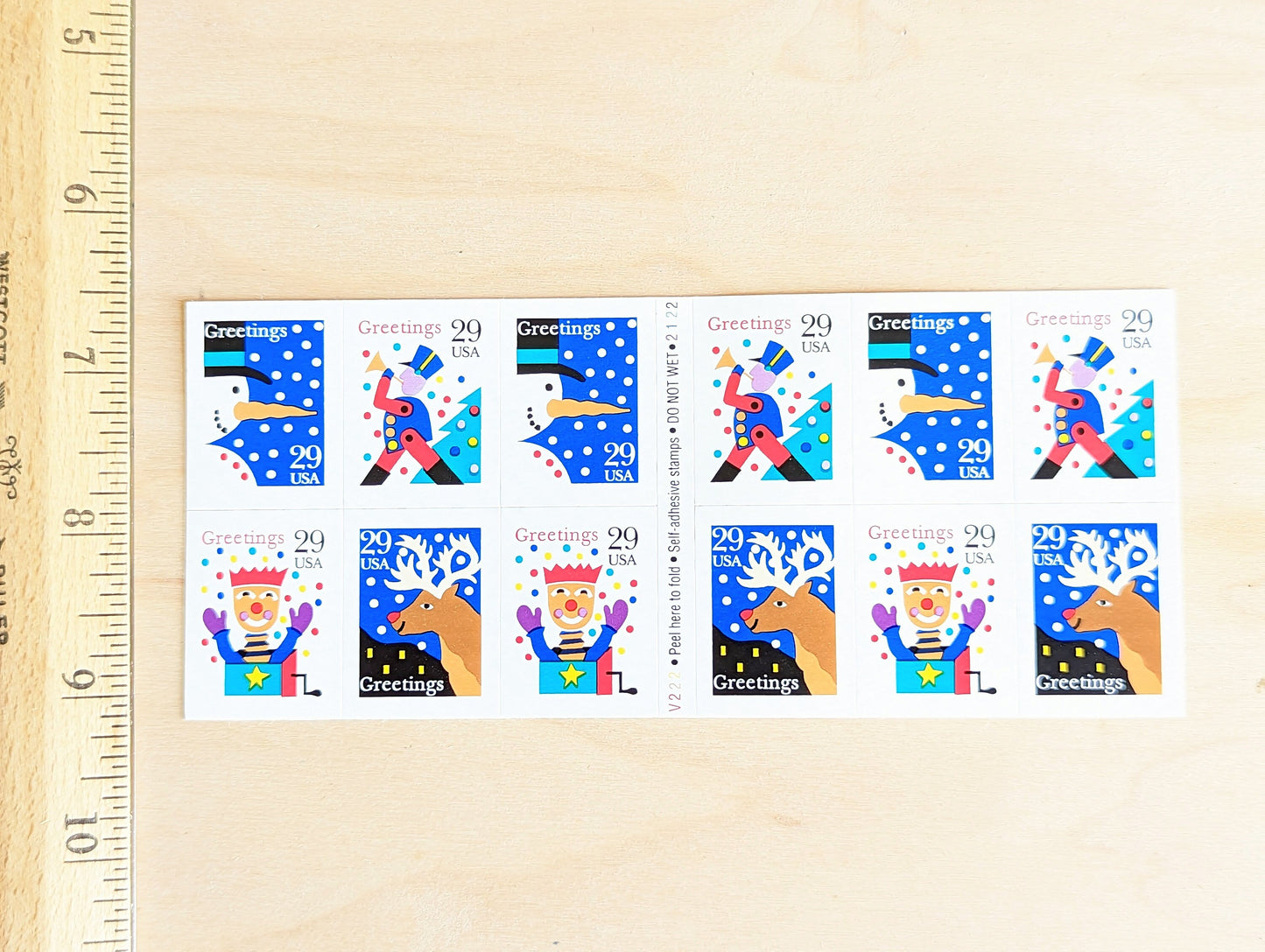 Sheet of 12 Greetings Postage Stamp, 4 Designs, 29 Cent Stamps, US Postage Stamps Unused, 1993