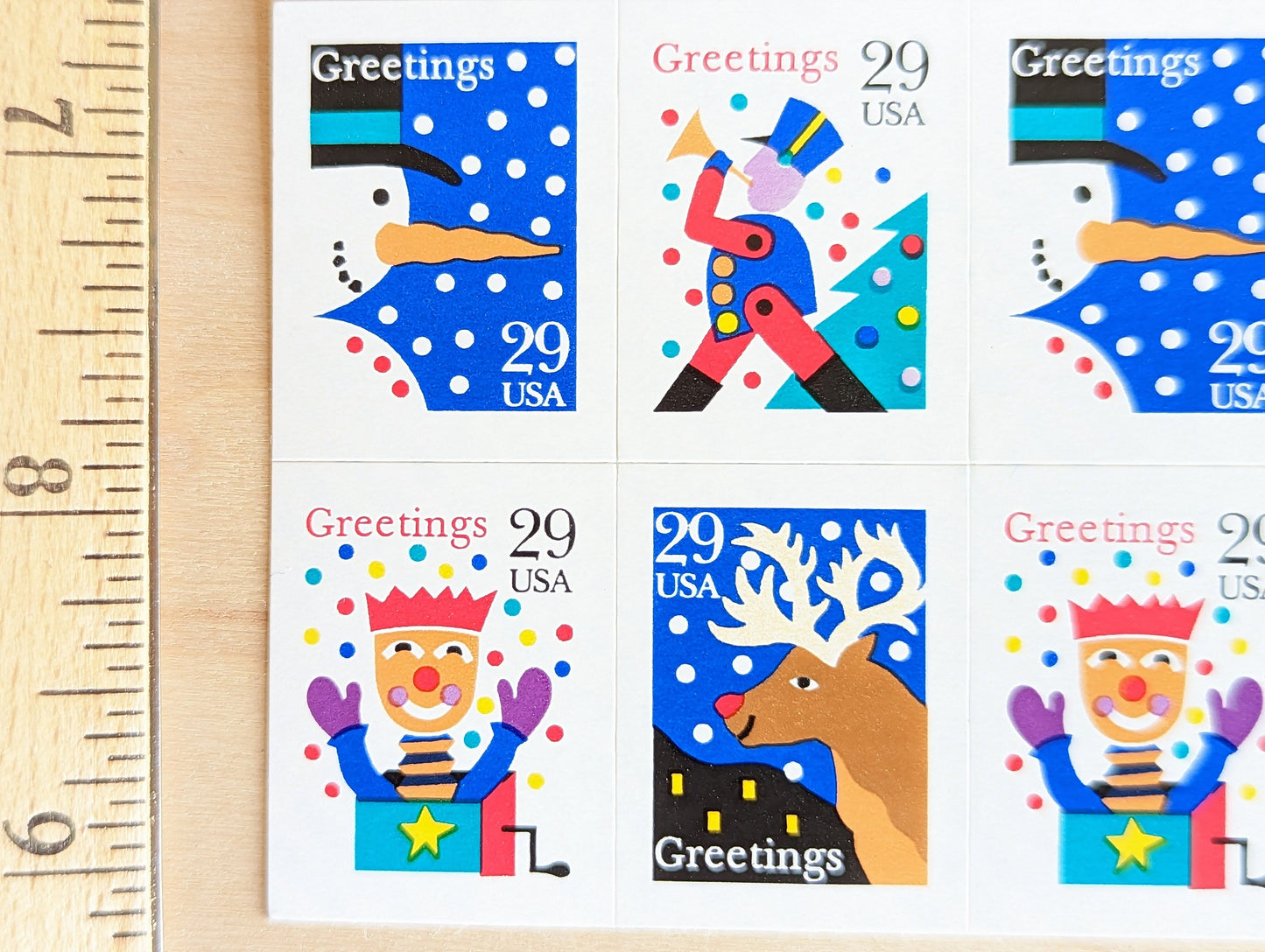Sheet of 12 Greetings Postage Stamp, 4 Designs, 29 Cent Stamps, US Postage Stamps Unused, 1993