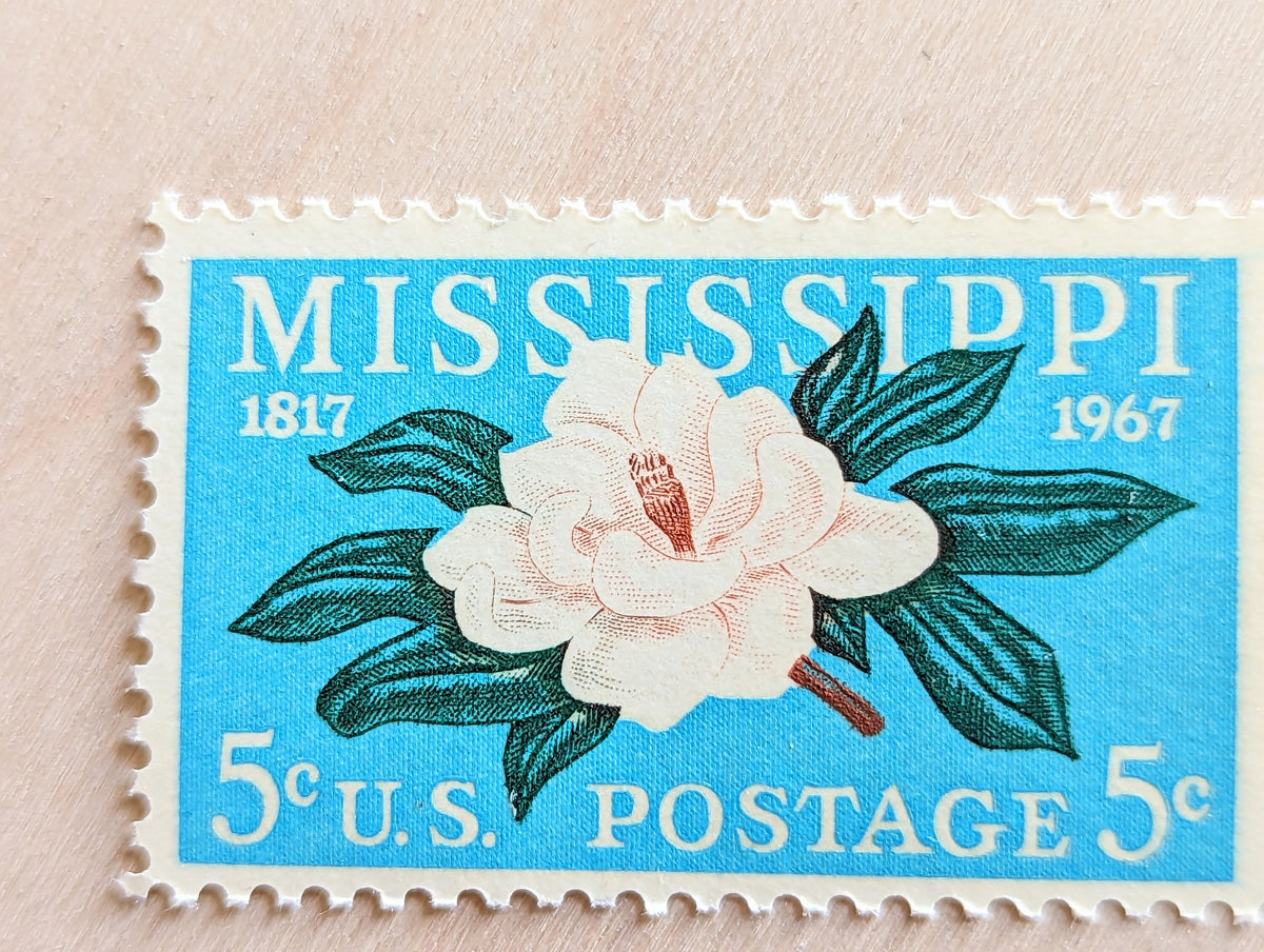 10 Mississippi stamps, Statehood Stamps,1967 Unused Postage Stamps, 5 Cent Stamps