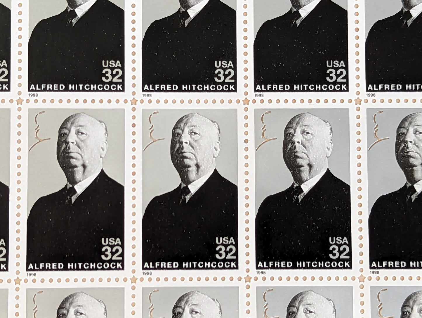 Alfred Hitchcock Unused US Stamp Sheet, 1997, Sheet of 20, 32 Cent Stamps, Legends of Hollywood