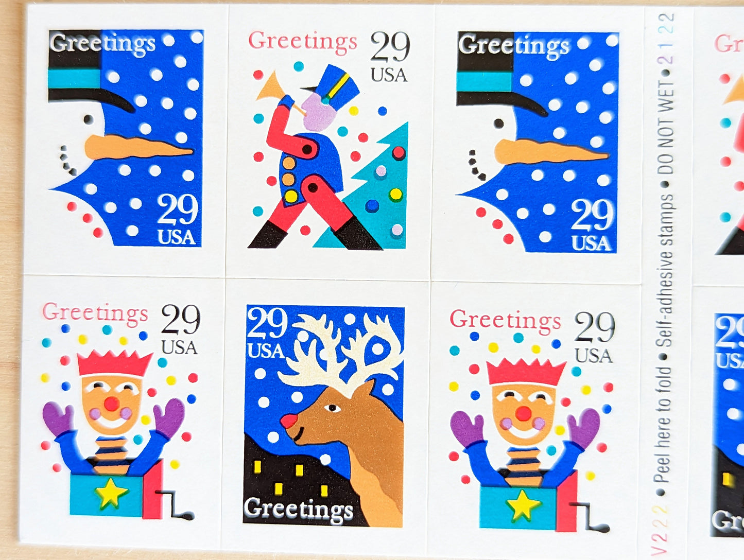 Sheet of 12 Greetings Postage Stamp, 4 Designs, 29 Cent Stamps, US Postage Stamps Unused, 1993