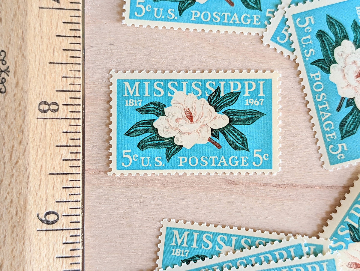 10 Mississippi stamps, Statehood Stamps,1967 Unused Postage Stamps, 5 Cent Stamps