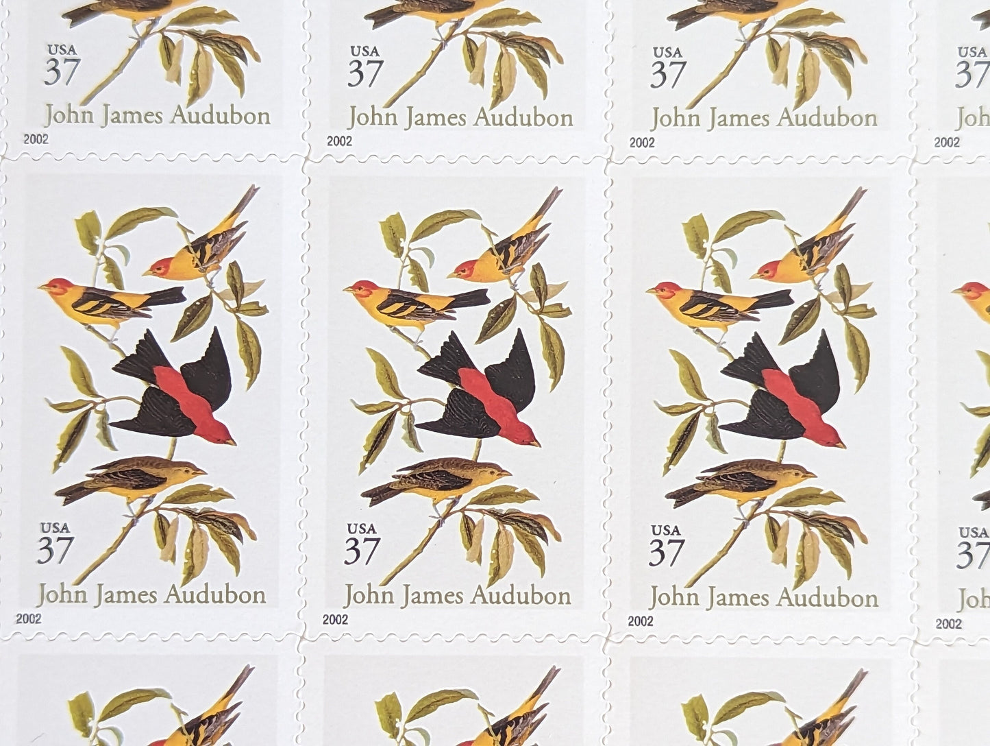 Sheet of 20 John James Audubon American Treasures Bird Postage Stamps, 37 Cent Stamps, 2001