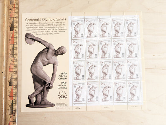 Centennial Olympic Games Stamp Sheet of 20, 1995 Unused 32 Cent US Postage Stamps