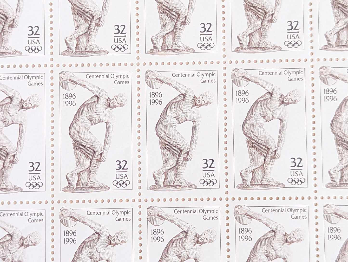 Centennial Olympic Games Stamp Sheet of 20, 1995 Unused 32 Cent US Postage Stamps