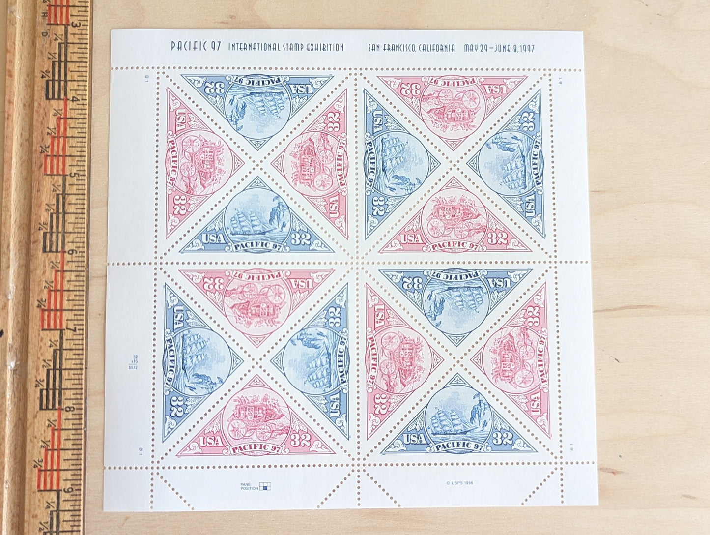 Pacific International Stamp Exhibition Stamps, Vintage Unused USPS 32 Cent Postage Stamps, 1997, Gummed