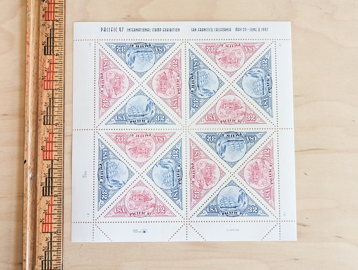 Pacific International Stamp Exhibition Stamps, Vintage Unused USPS 32 Cent Postage Stamps, 1997, Gummed