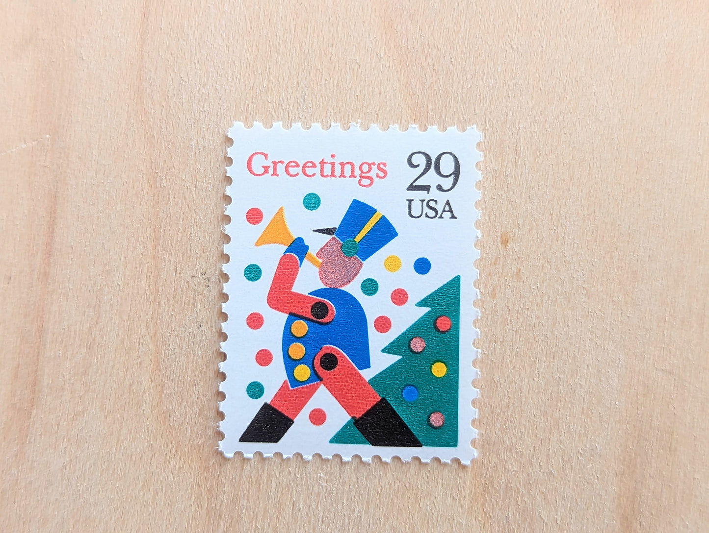 10 Seasons Greetings Trumpet Boy Christmas Stamps, 29 Cent, Unused USPS Postage Stamps, 1993 Gummed