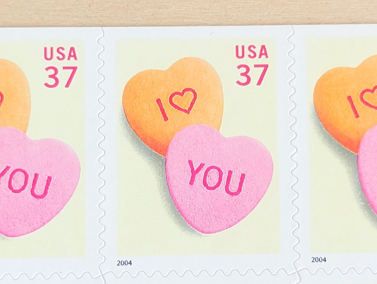 Love Sheet of 20 Conversation Heart Unused Postage Stamps, 2003 Unused 37 Cent US Postage Stamps