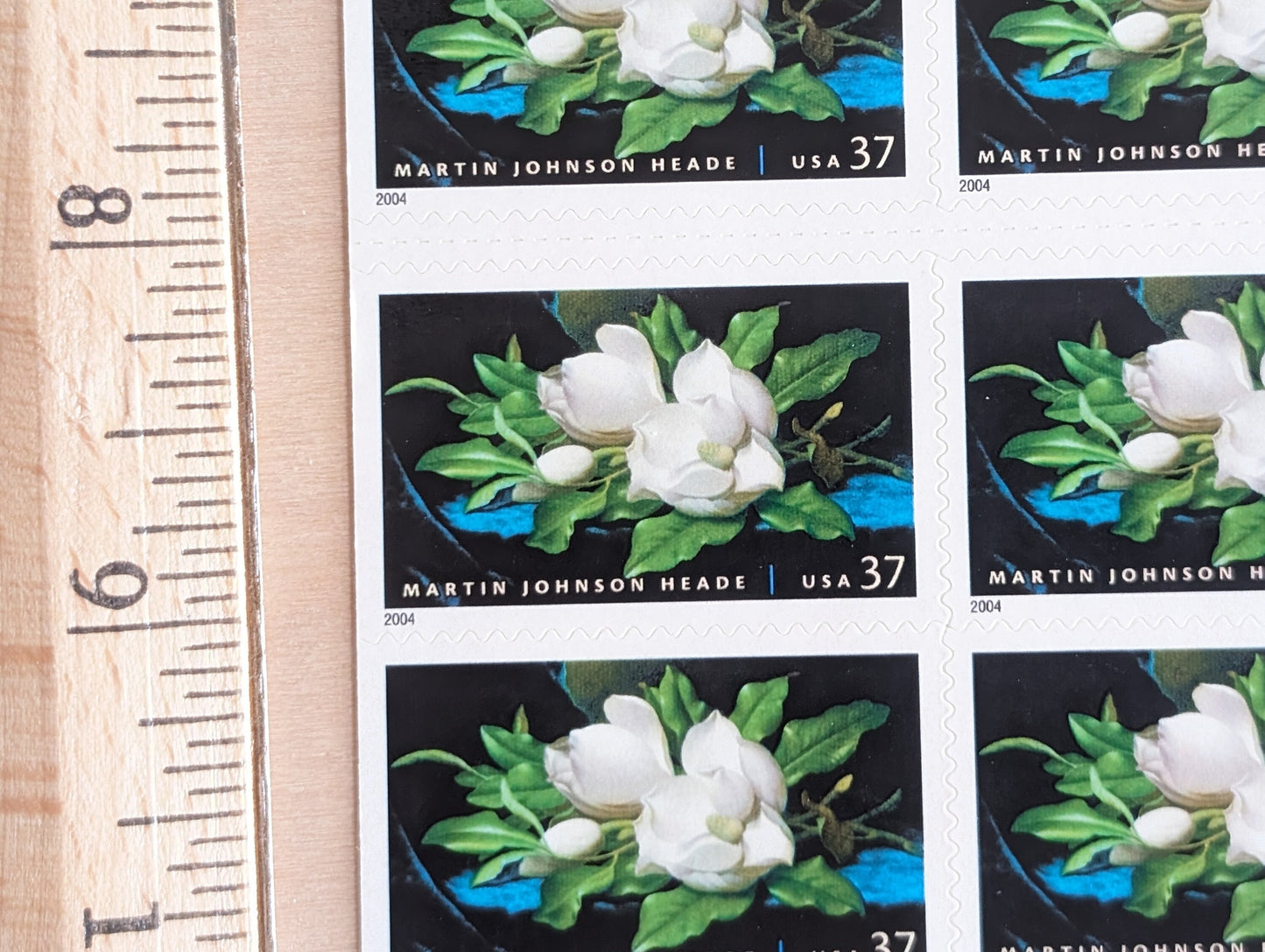 Sheet of 20 Giant Magnolia, Martin Johnson Heade Postage Stamps, 37 Cent Stamps, 2004, Double Sided Sheet of Self-Adhesive Stamps