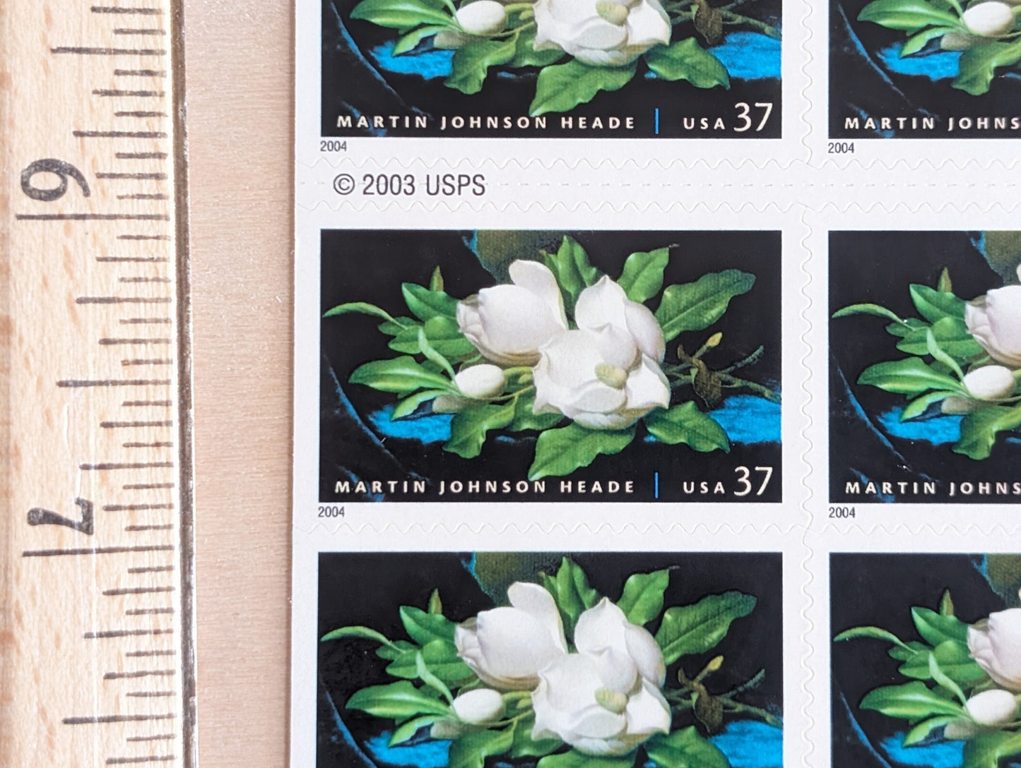 Sheet of 20 Giant Magnolia, Martin Johnson Heade Postage Stamps, 37 Cent Stamps, 2004, Double Sided Sheet of Self-Adhesive Stamps