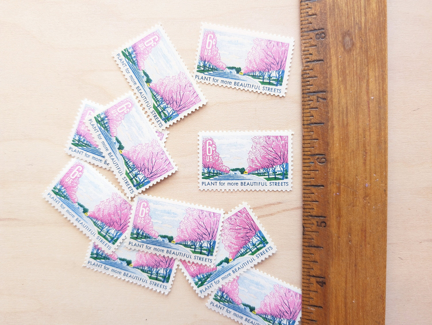 Plant For More Beautiful Cities, Streets, Parks and Highways Stamps, Vintage Unused USPS 6 Cent Postage Stamps, Beautification of America, 1969 Gummed Stamps