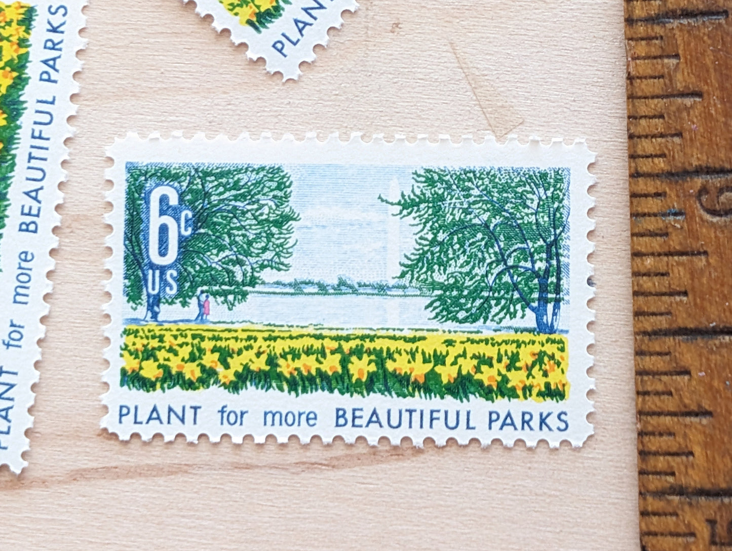 Plant For More Beautiful Cities, Streets, Parks and Highways Stamps, Vintage Unused USPS 6 Cent Postage Stamps, Beautification of America, 1969 Gummed Stamps