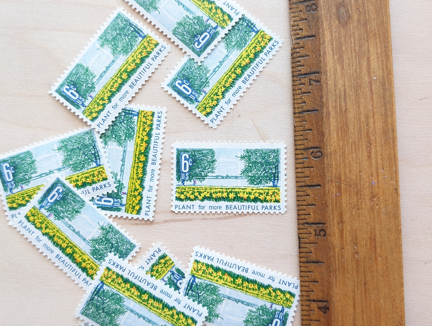 Plant For More Beautiful Cities, Streets, Parks and Highways Stamps, Vintage Unused USPS 6 Cent Postage Stamps, Beautification of America, 1969 Gummed Stamps