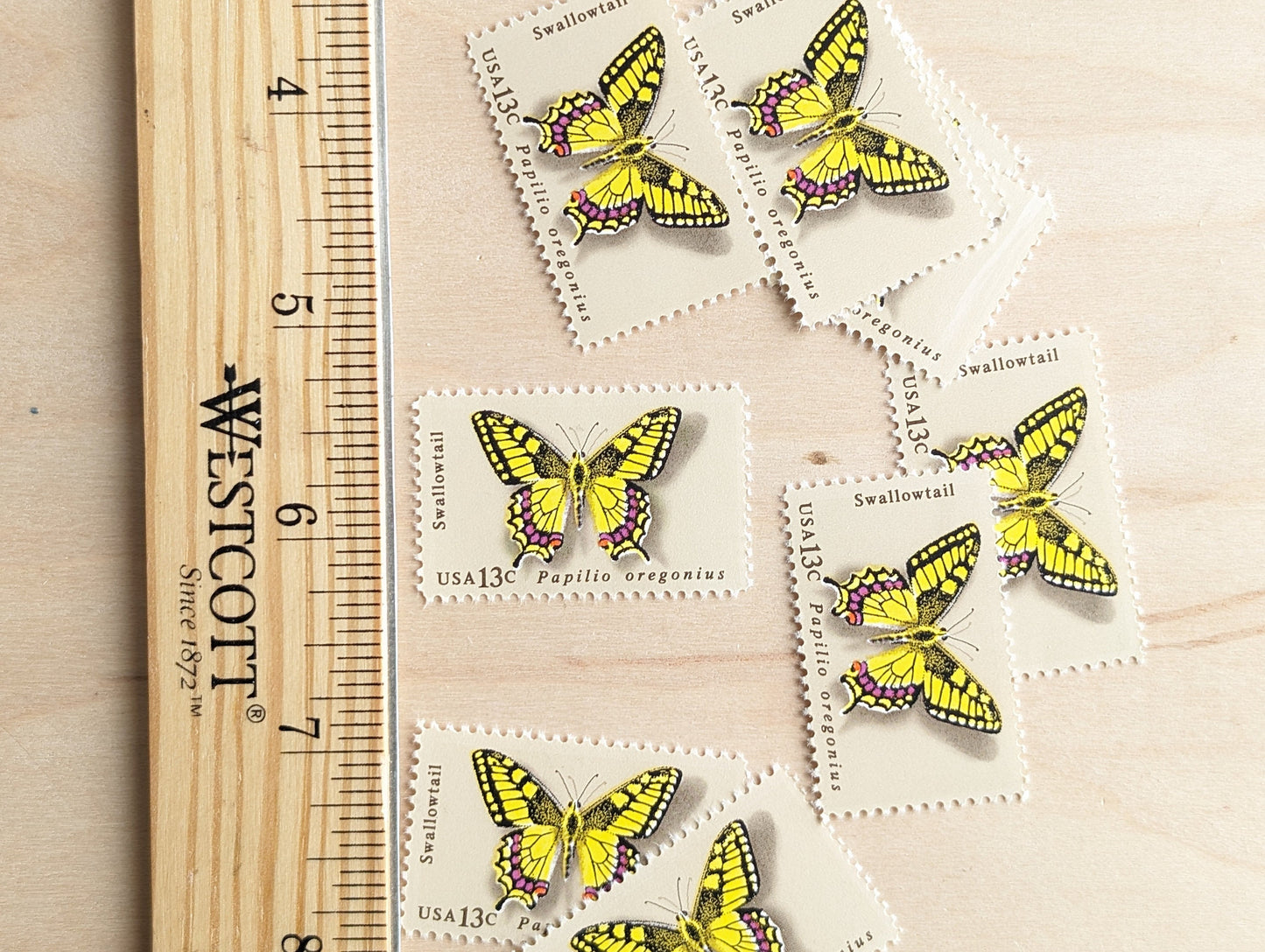 10 Swallowtail Butterfly Stamps, 1977 Unused Postage Stamps, 13 Cent Stamps