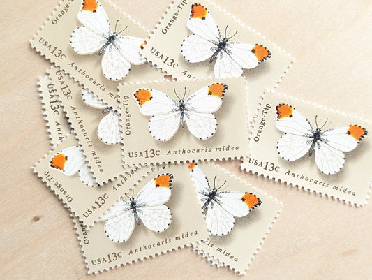 10 Orange-Tip Butterfly Stamps, 1977 Unused Postage Stamps, 13 Cent USPS Stamps
