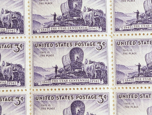 Utah Centennial, This is the Place Stamps, 3 Cent 1947 Unused US Postage Stamps