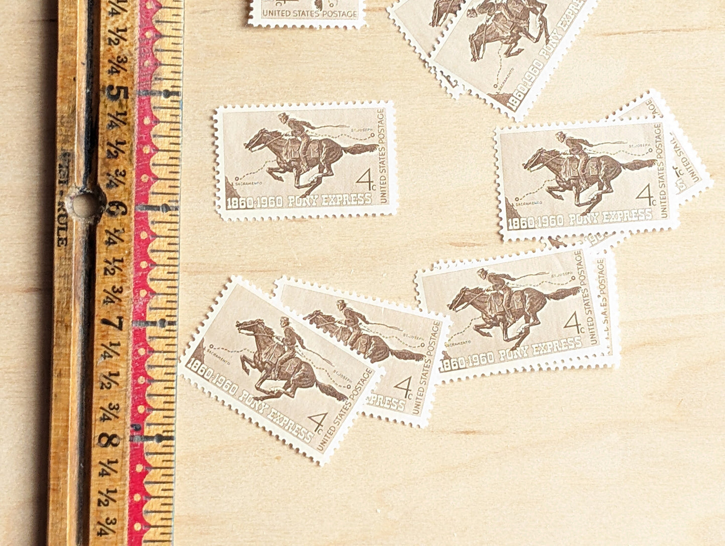 Sheet of 50 Pony Express Stamps, 1860-1960 4 Cent, 50 Unused Stamps, 1960