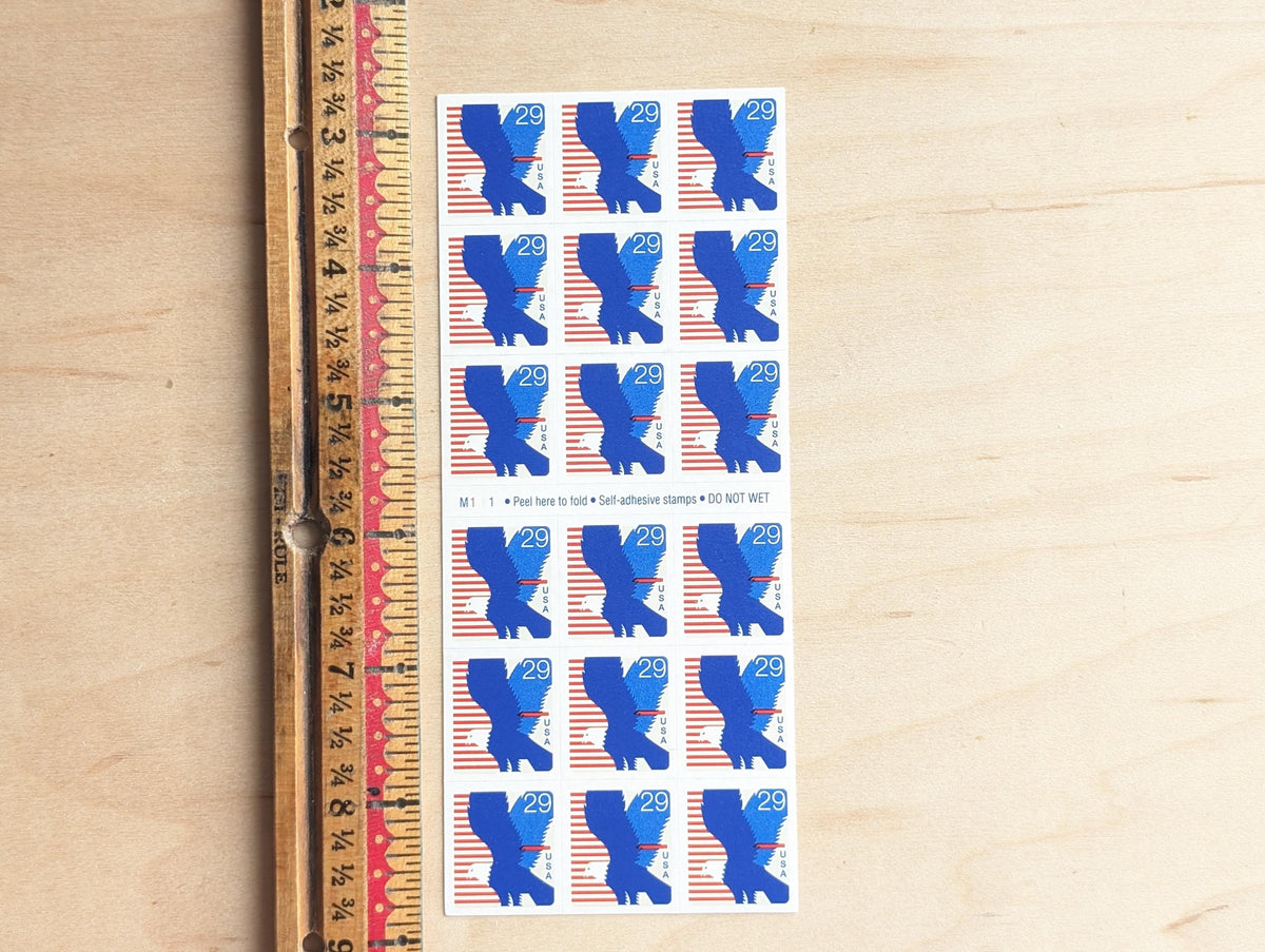 Booklet of 18 USA Bald Eagle Stamps, 29 Cent US Postage Stamps, 1994