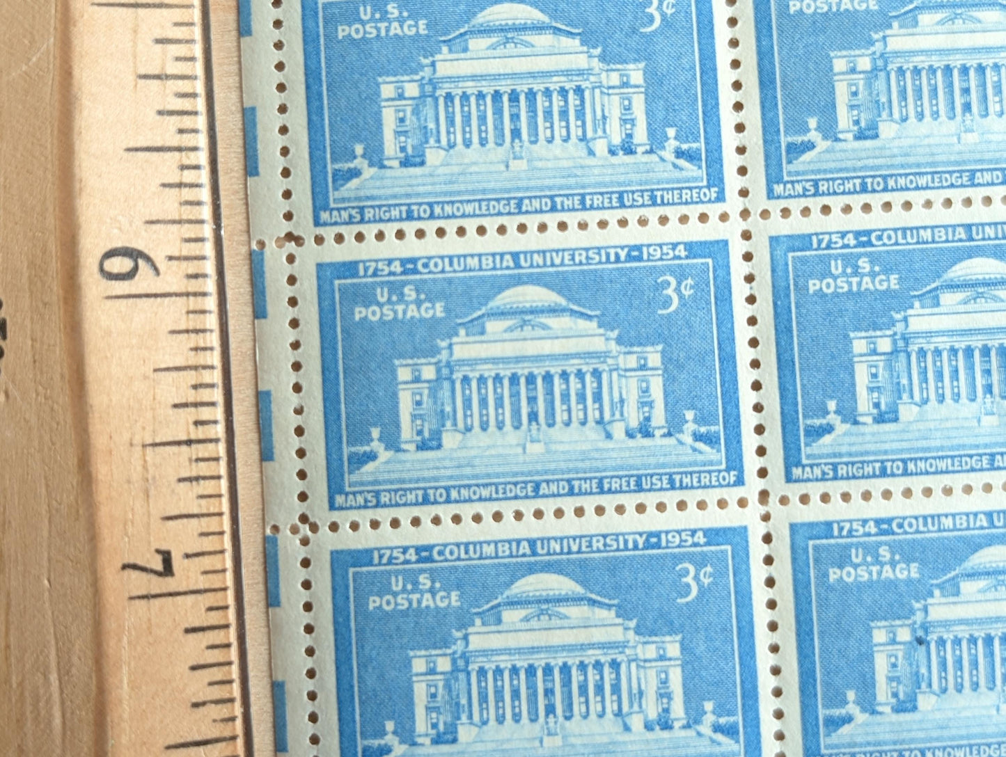 Sheet of 50 Columbia University Stamps, 3 Cent 1954 Unused US Postage Stamps