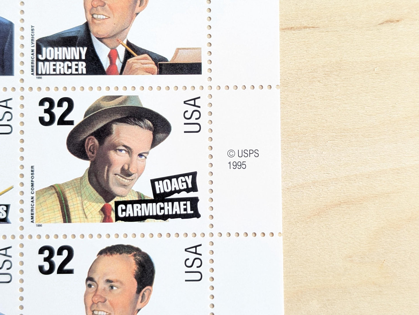 Sheet of 20 Songwriters Stamps, Vintage Unused USPS 32 Cent Stamps, Legends of American Music Series, 1996 Gummed