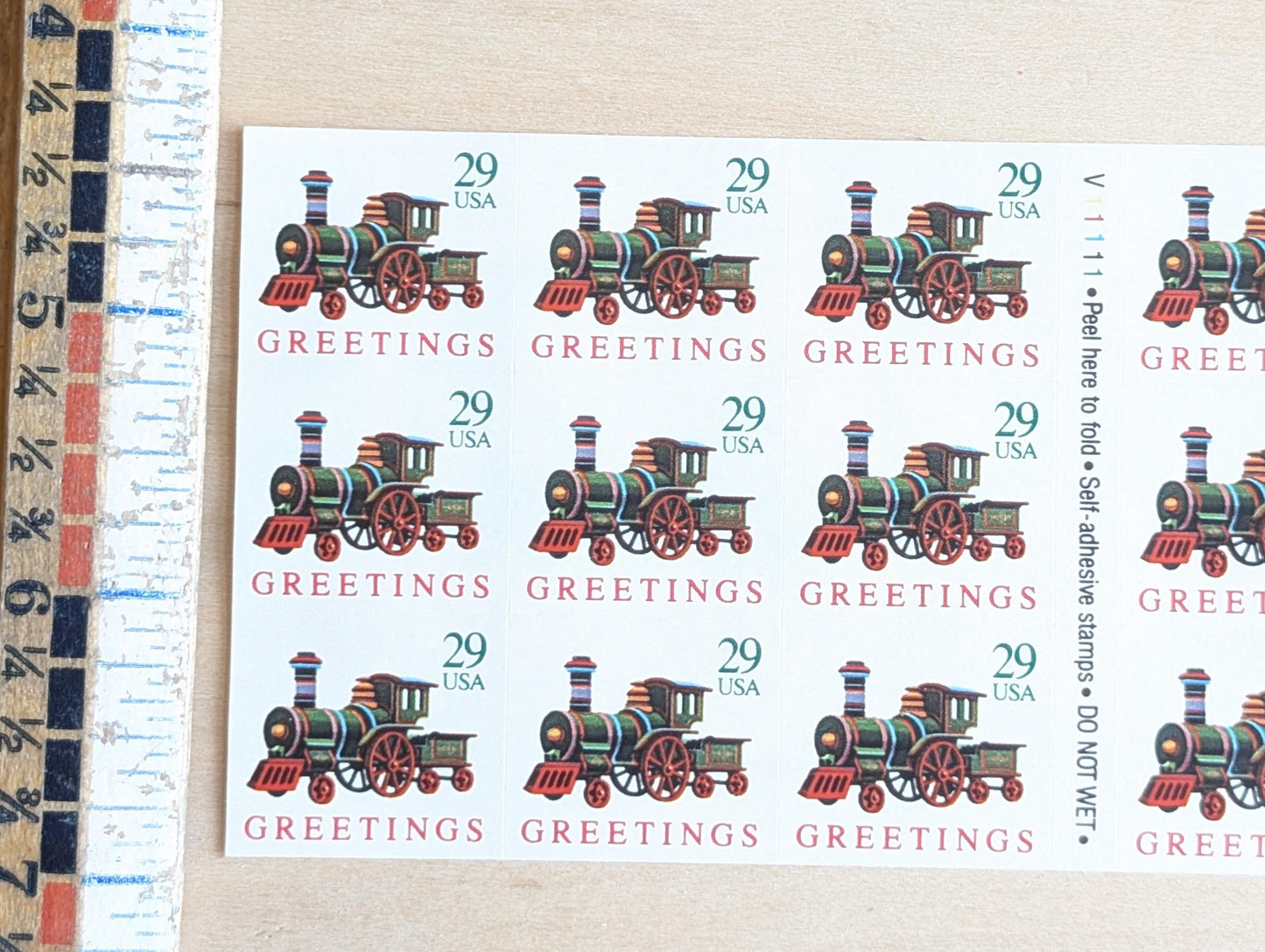 18 Seasons Greetings Christmas Train Booklet of Stamps, Vintage Unused USPS 29 Cent Postage Stamps, 1992 Self-Adhesive