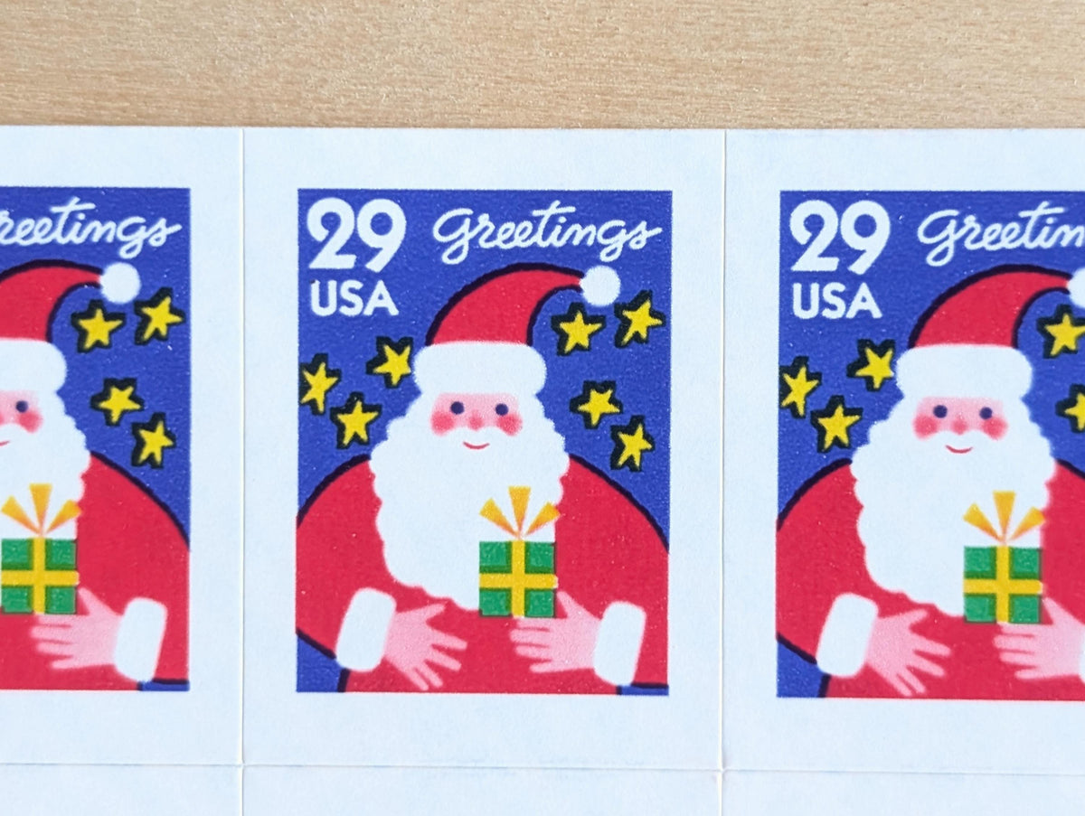 12 Seasons Greetings Christmas Booklet of Stamps, 29 Cent, 1994, Unused Postage Stamps, Santa stamps