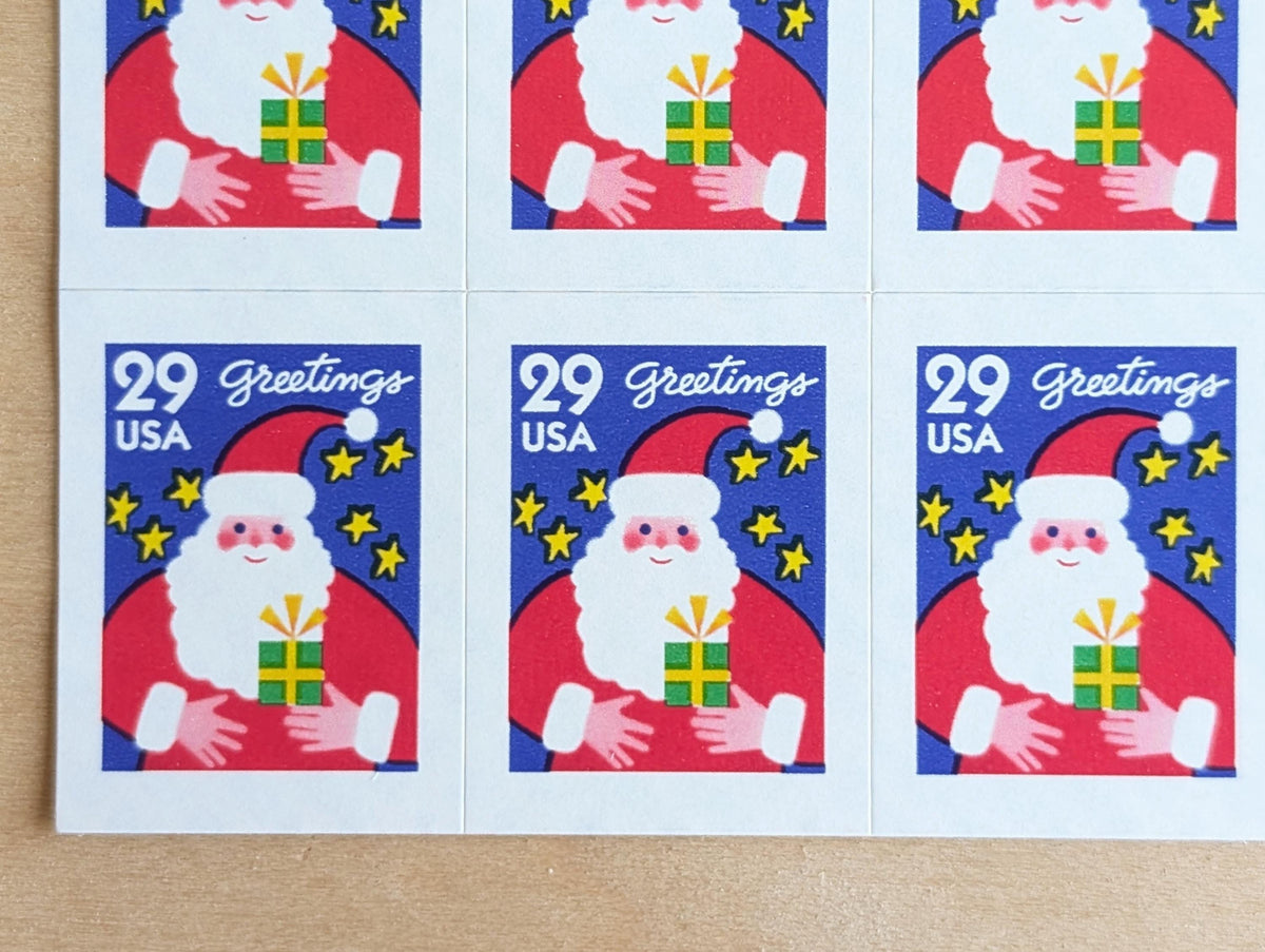 12 Seasons Greetings Christmas Booklet of Stamps, 29 Cent, 1994, Unused Postage Stamps, Santa stamps