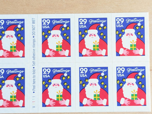 12 Seasons Greetings Christmas Booklet of Stamps, 29 Cent, 1994, Unused Postage Stamps, Santa stamps