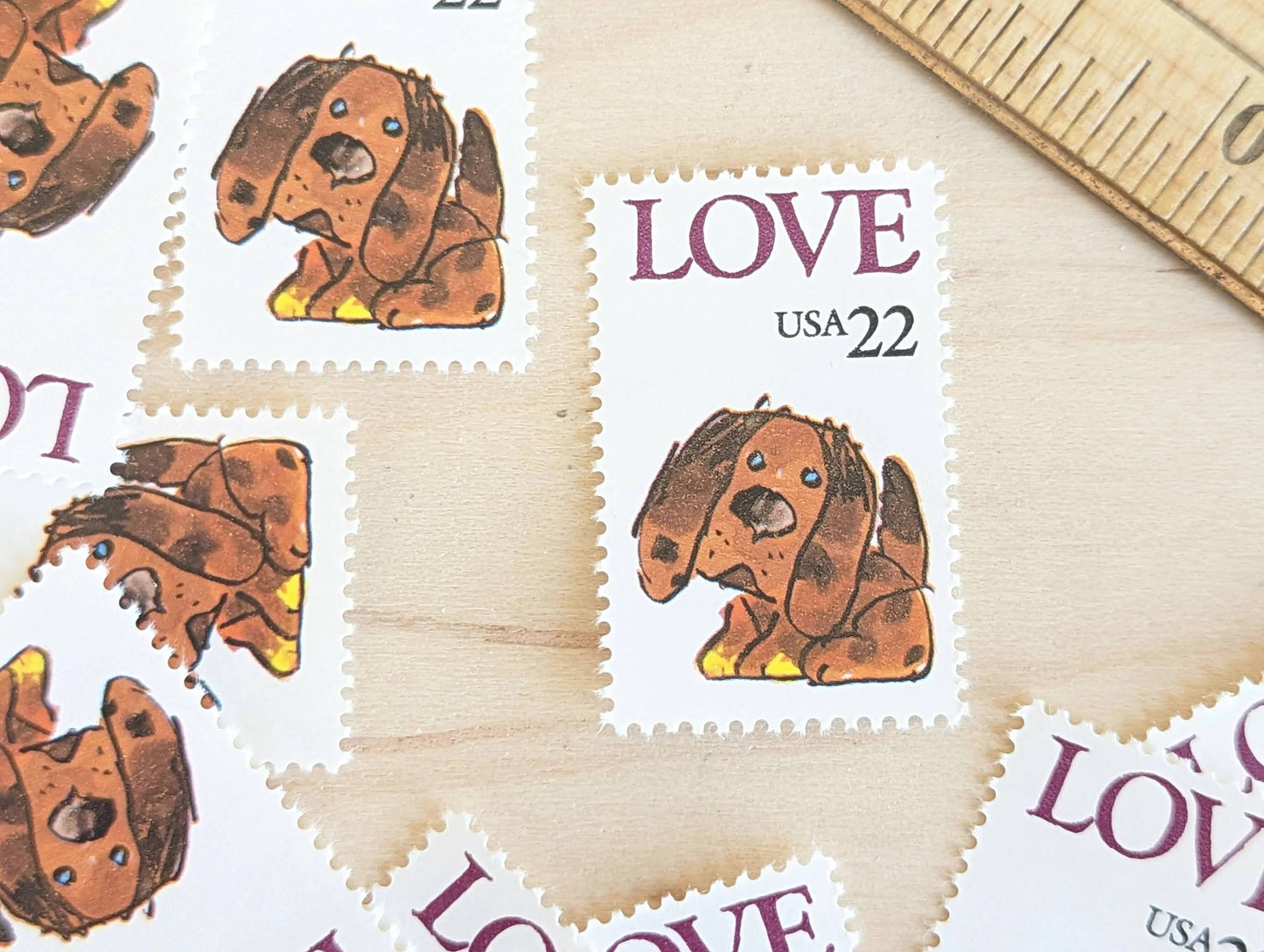 Set of 10 Puppy Love, Dog Stamps, 22 cent stamps, 1986 Unused USPS Postage Stamps