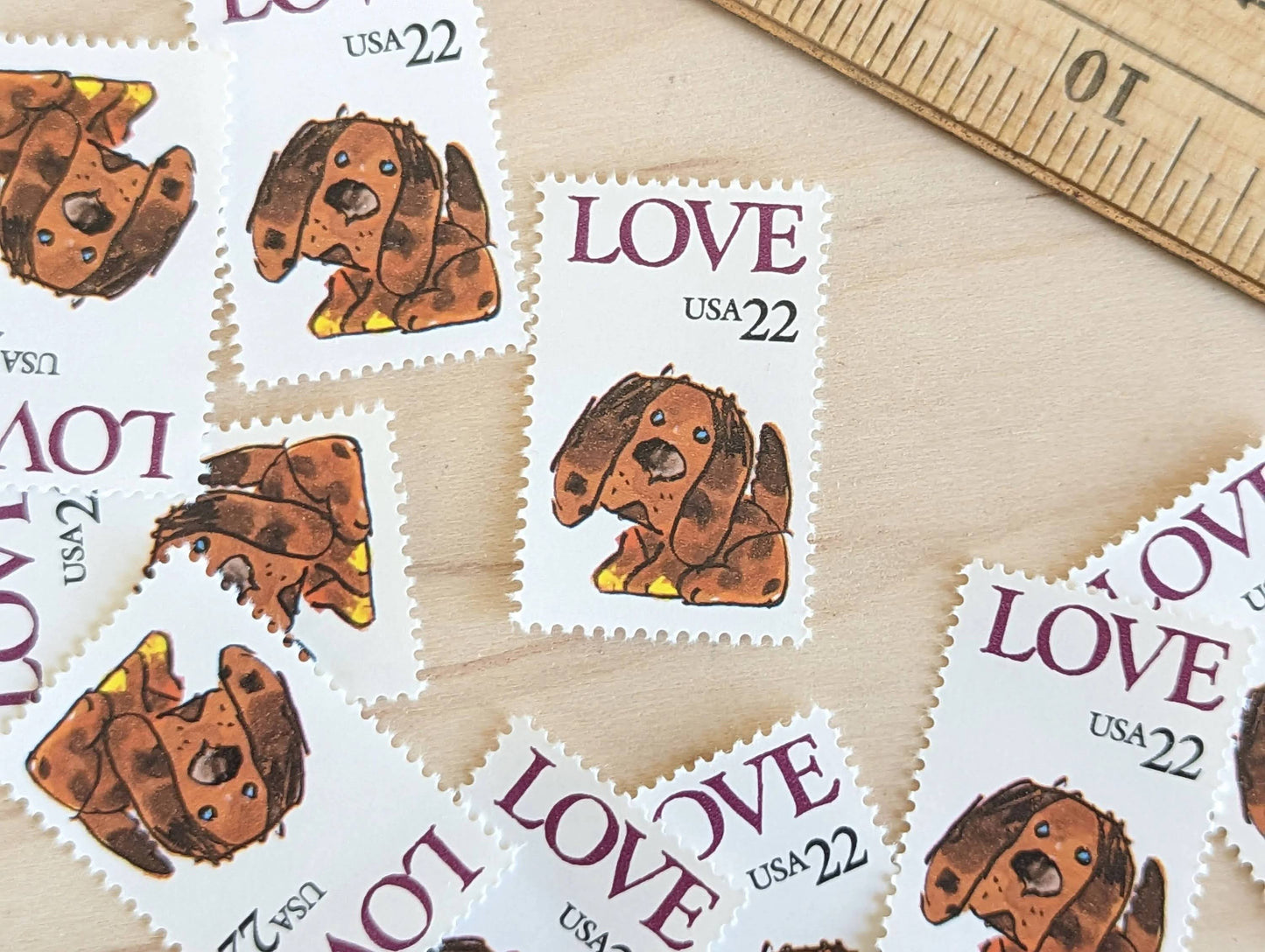 Set of 10 Puppy Love, Dog Stamps, 22 cent stamps, 1986 Unused USPS Postage Stamps