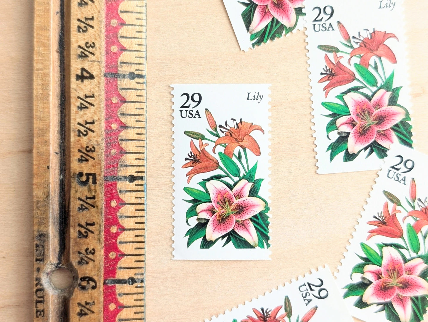 Lily, Set of 5, Vintage Unused USPS 29 Cent Postage Stamps, Flower Stamps (Lily), 1993, Gummed