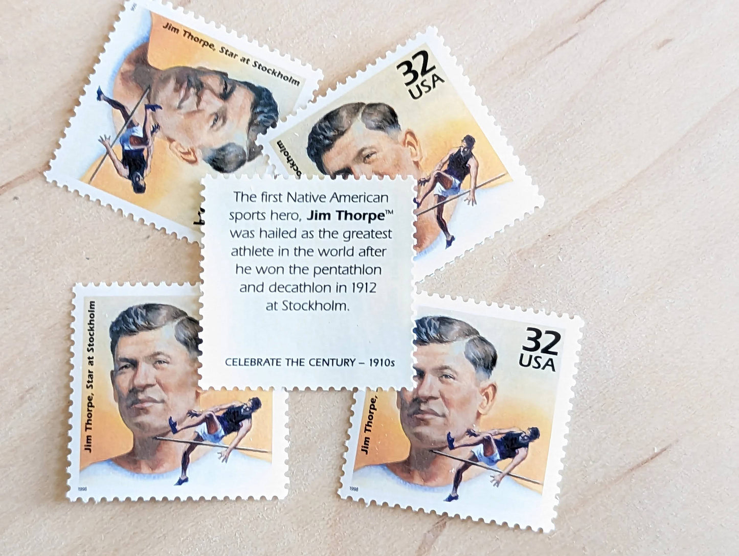 5 Jim Thorpe, 32 Cent, 1998, 1910s Celebrate The Century, Unused Postage Stamps