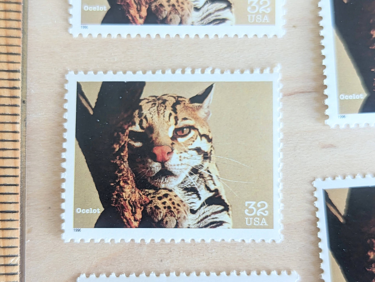 5 Ocelot Stamps, 32 Cent Unused Postage Stamps, Endangered Species 1995