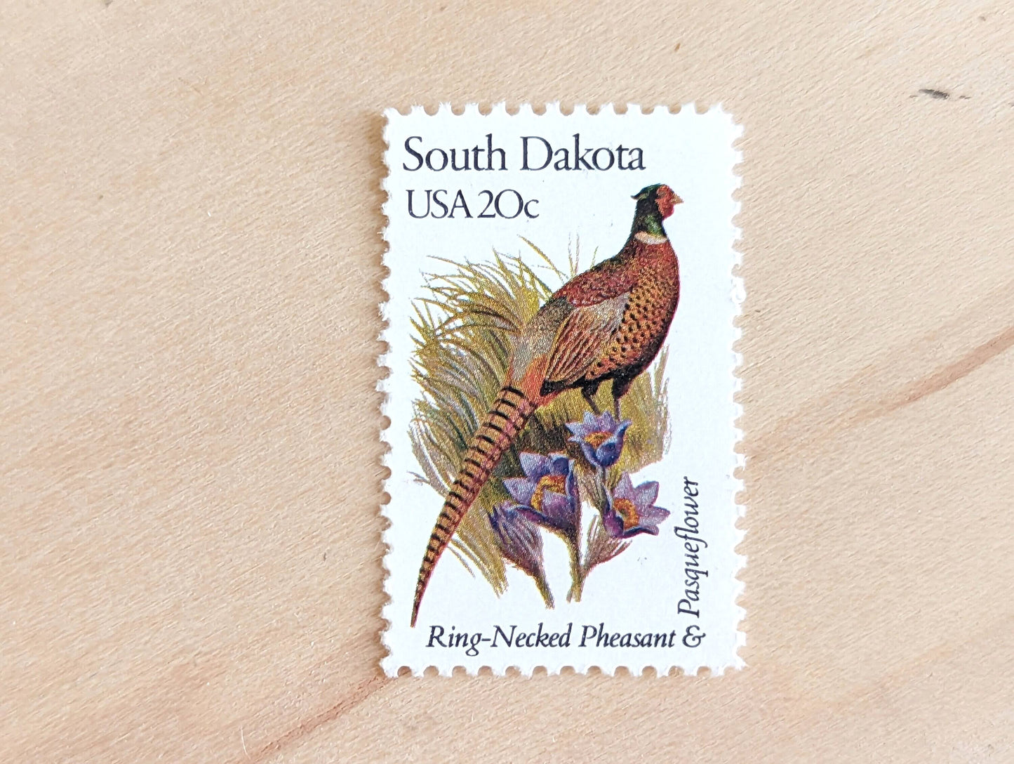 5 South Dakota State Stamp, 20 Cent, 1982, State Bird and Flower, Unused Postage Stamps