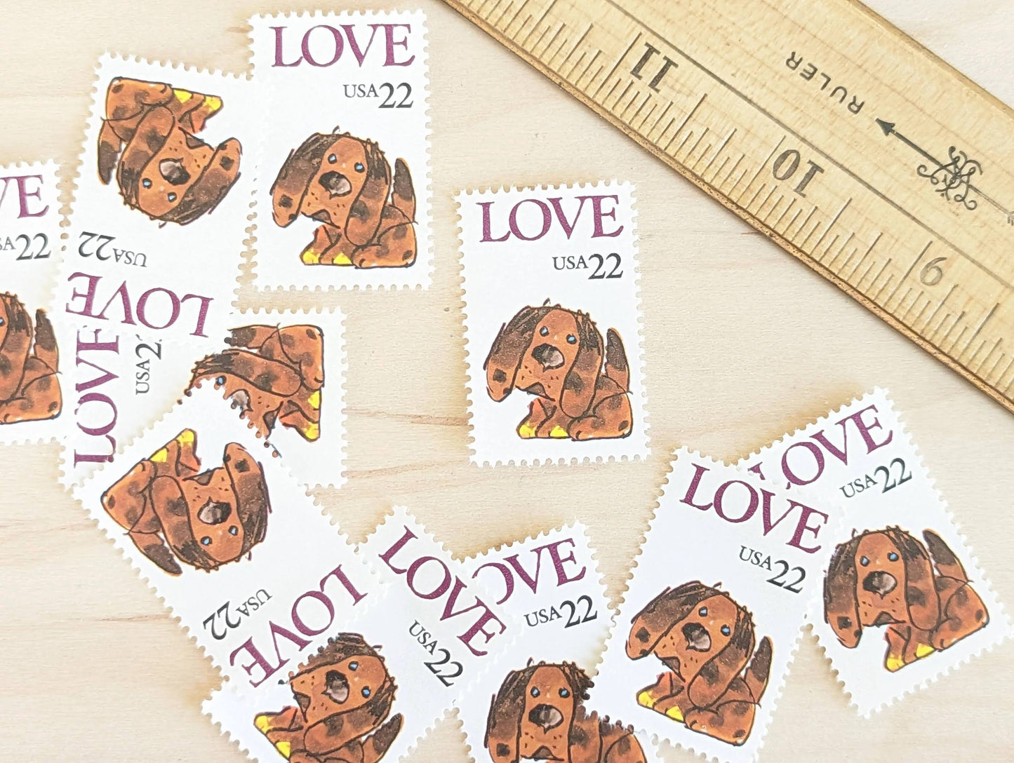 Set of 10 Puppy Love, Dog Stamps, 22 cent stamps, 1986 Unused USPS Postage Stamps