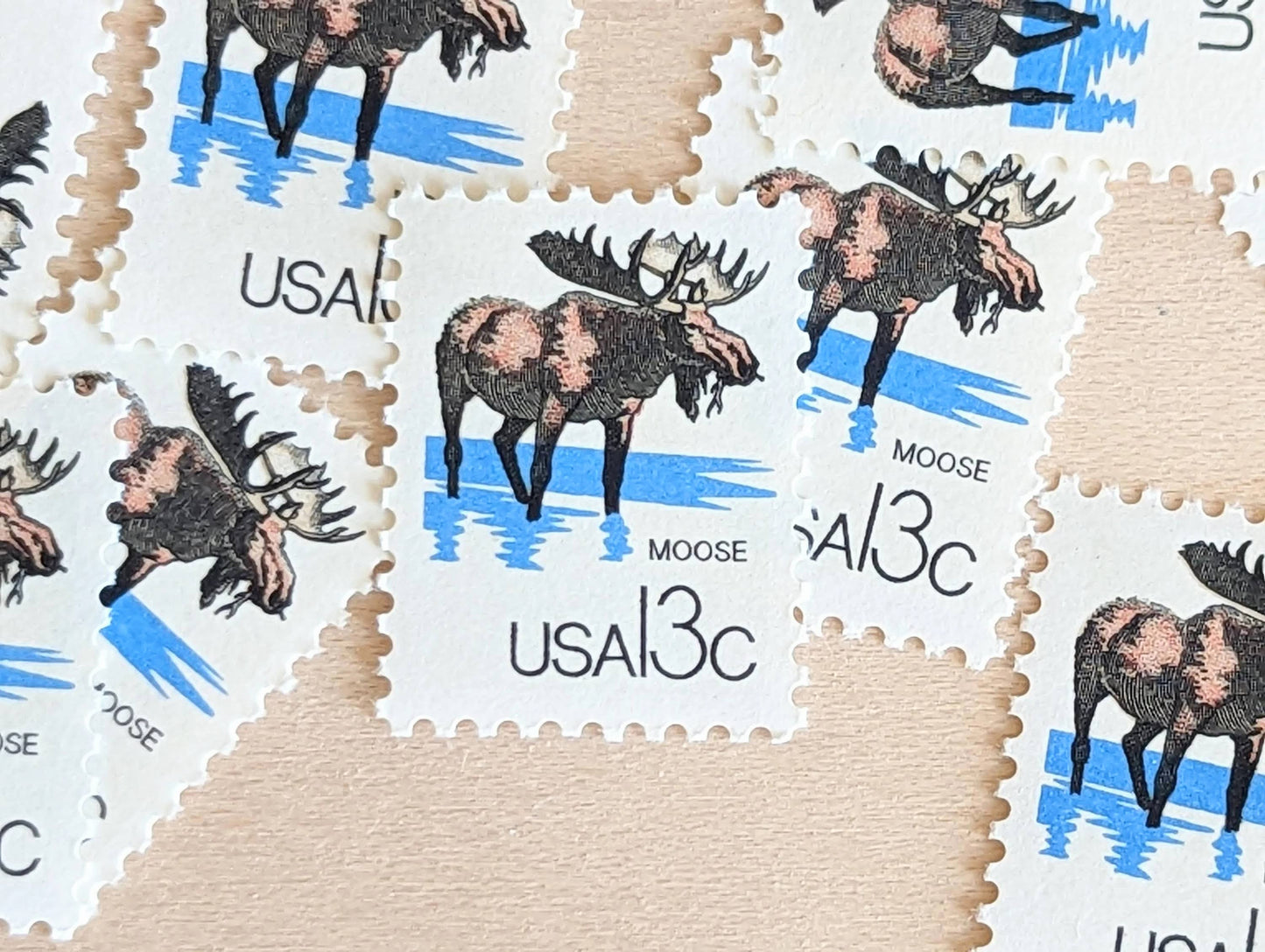 Set of 10 Moose Stamps, 13 Cent 1978 Unused Postage Stamps