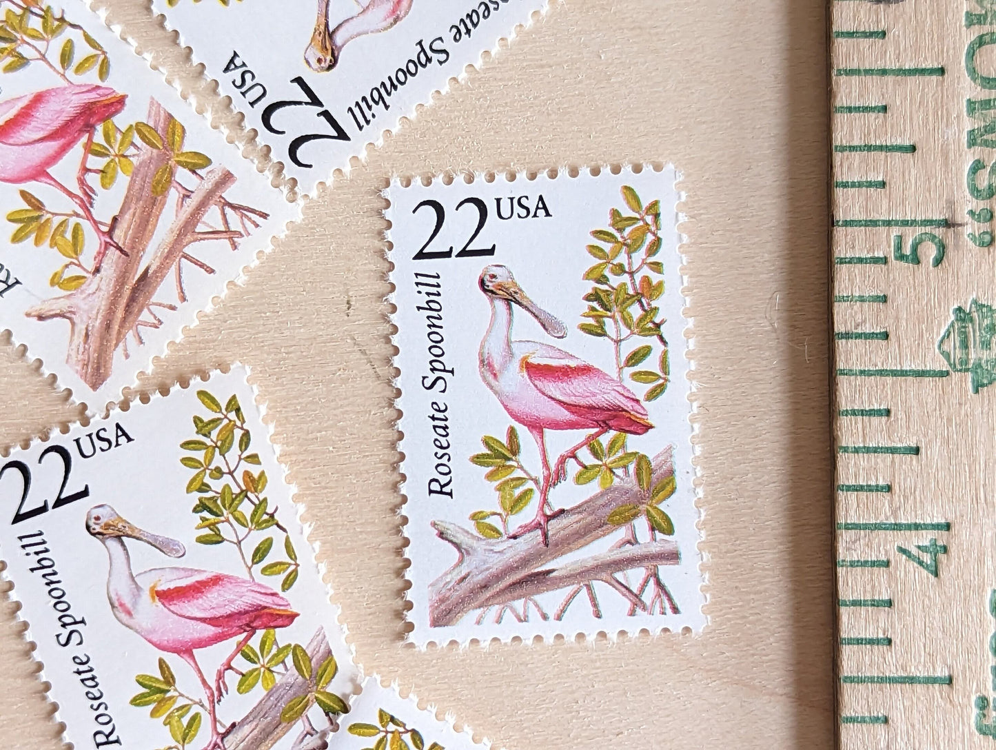 5 Roseate Spoonbill, 22 Cent, 1987, Unused Postage Stamps