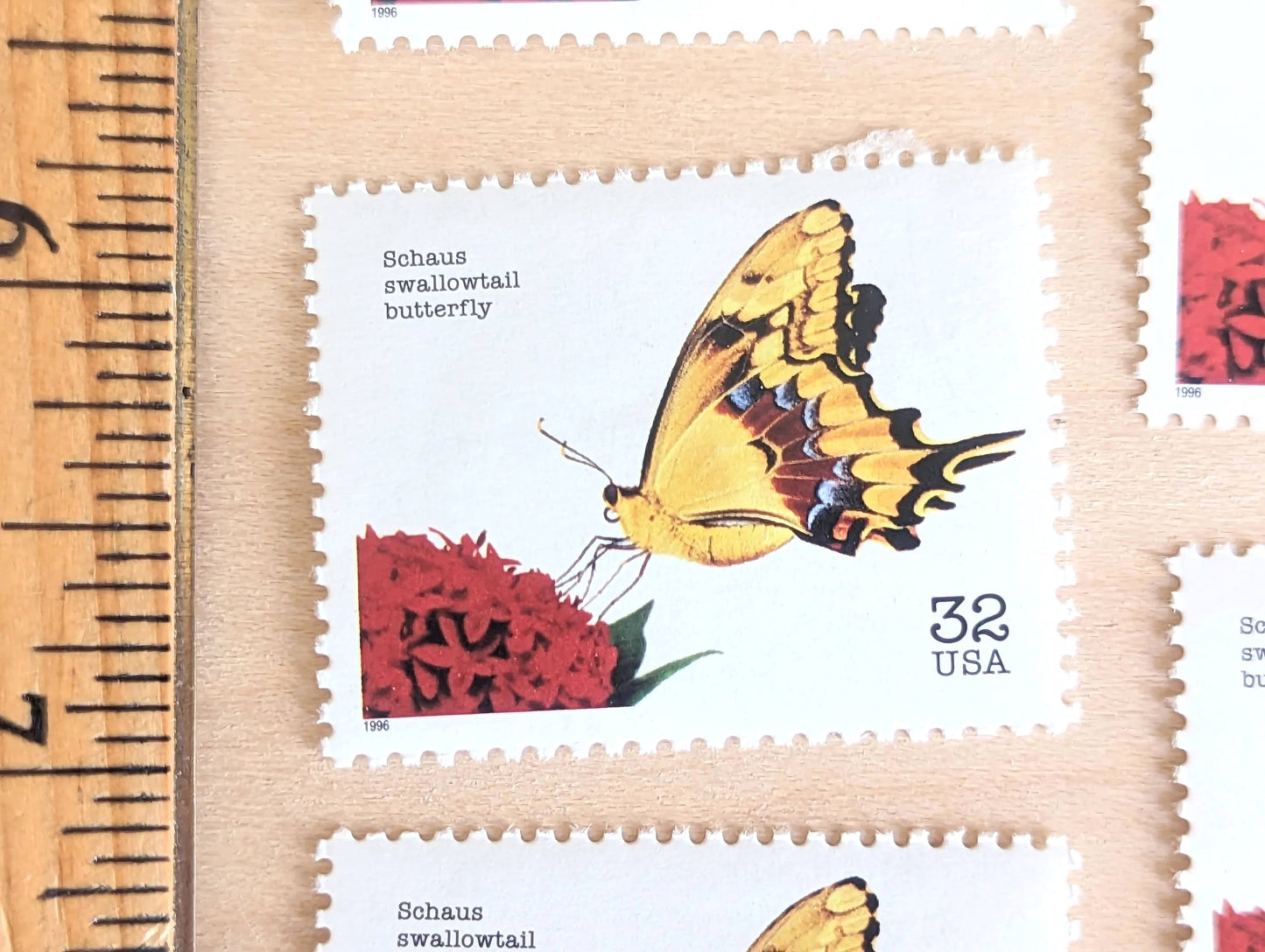 5 Schaus Swallowtail Butterfly Stamps, 32 Cent Unused Postage Stamps, Flowers, Endangered Species 1995