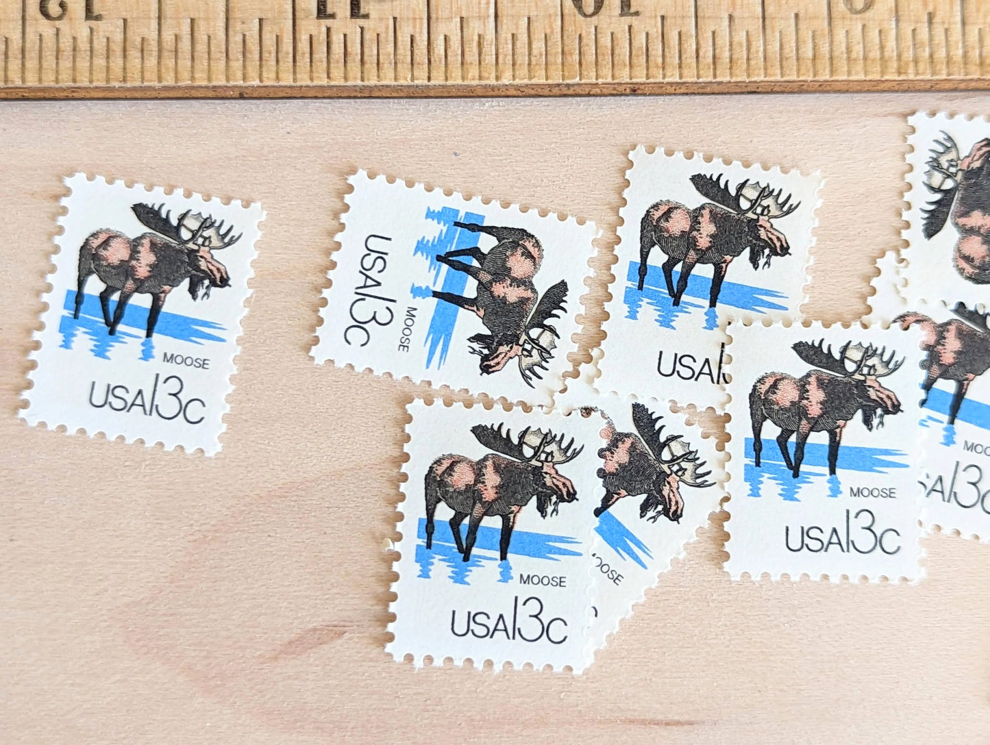 Set of 10 Moose Stamps, 13 Cent 1978 Unused Postage Stamps