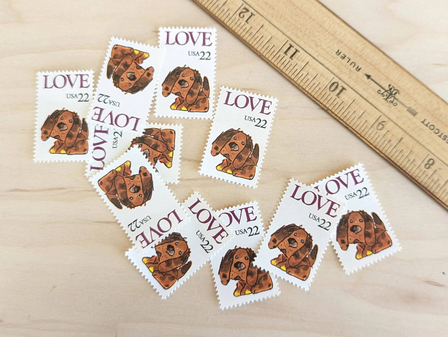 Set of 10 Puppy Love, Dog Stamps, 22 cent stamps, 1986 Unused USPS Postage Stamps