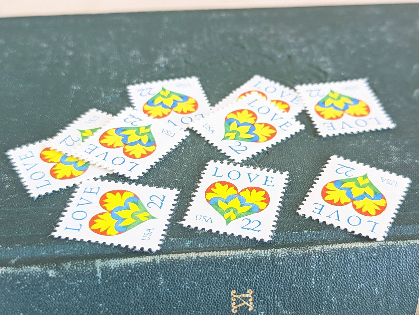 Set of 10 Love Heart Stamps, 22 cent stamps, 1987 Unused USPS Postage Stamps