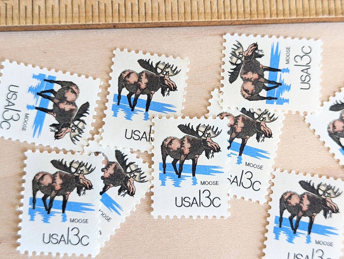 Set of 10 Moose Stamps, 13 Cent 1978 Unused Postage Stamps