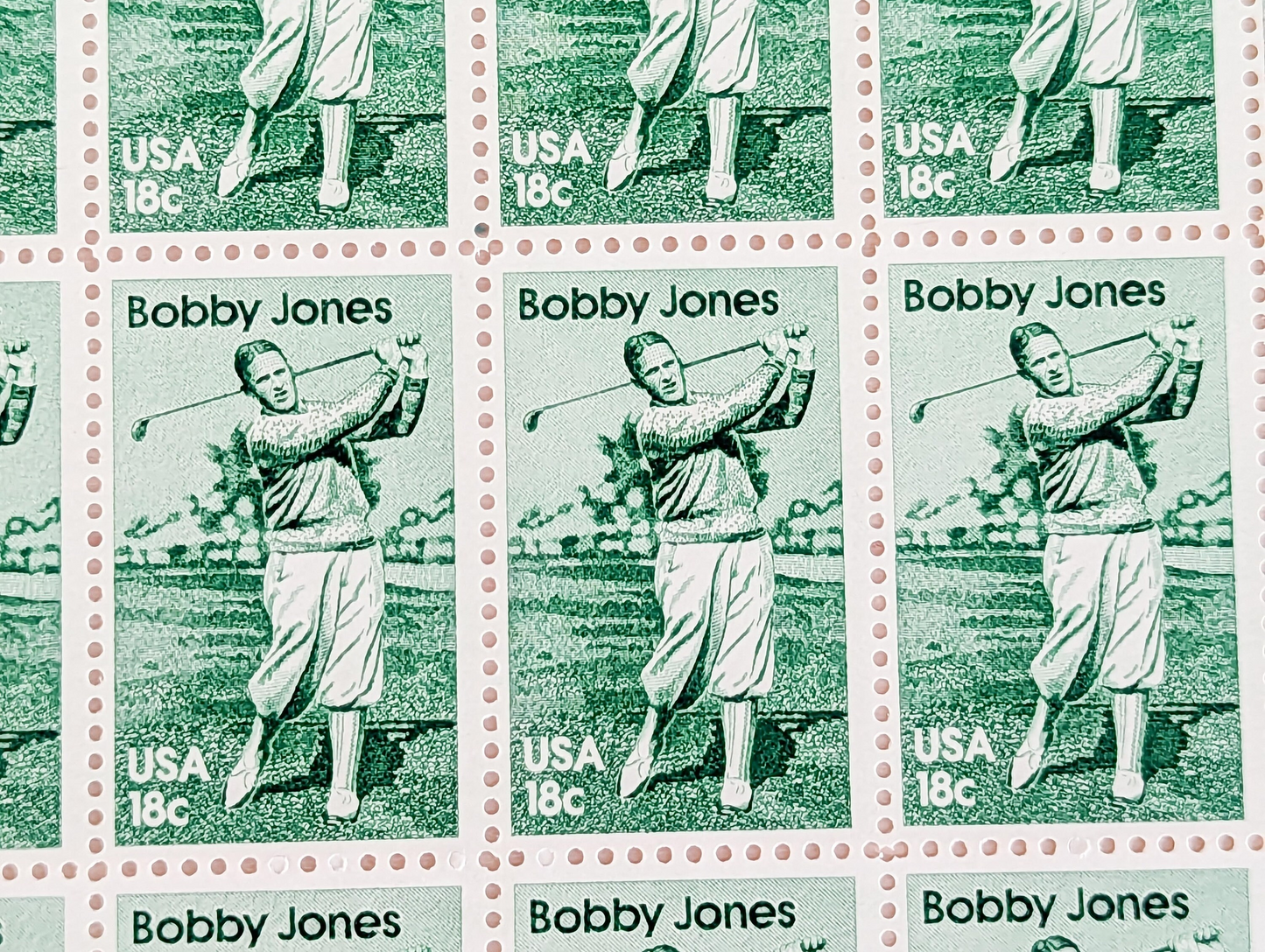 10 Bobby Jones Postage Stamps, 18 Cent Stamps, 1981 Unused US Postage Stamps